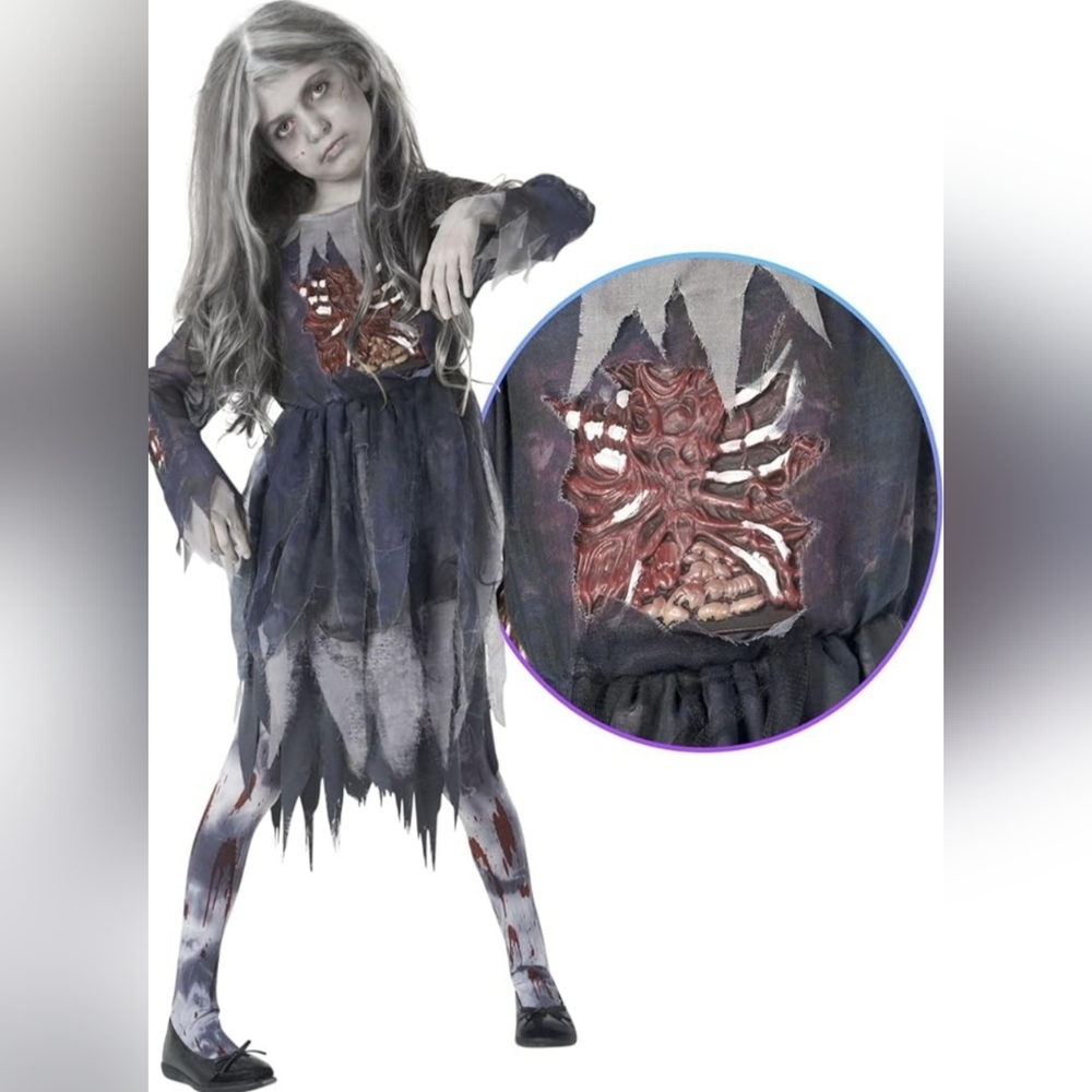 Morph Costumes Zombie Girl Kids Costume - Black and Gray